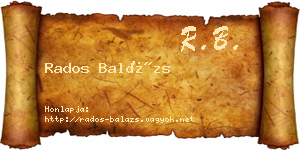 Rados Balázs névjegykártya
